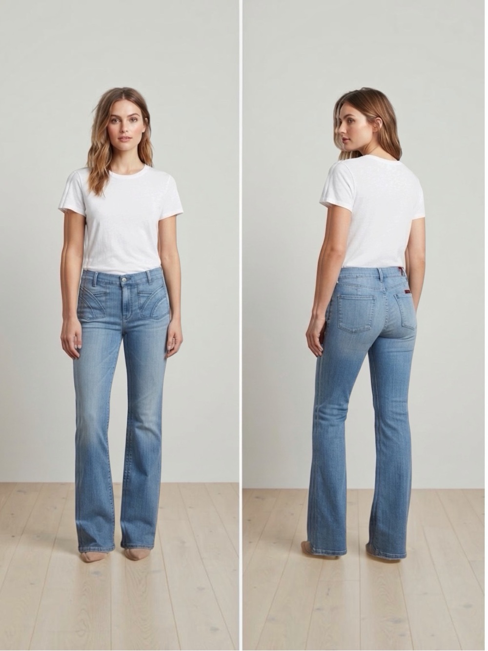 7 For All Mankind Light Wash Flare Trouser Jeans Size 25 Utility Pockets